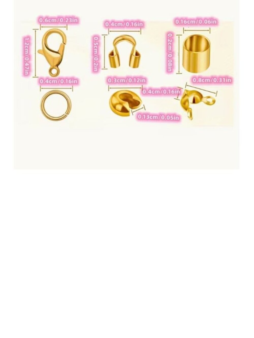 1200pcsof Crimp Beads for Crafting -Crimp Covers, Crimp Tubes, Clasps & Closures - Picture 2 of 4